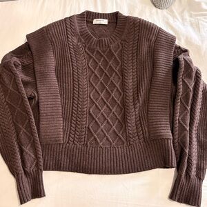 Aritzia Babaton Brown Wool Cable Knit Sweater